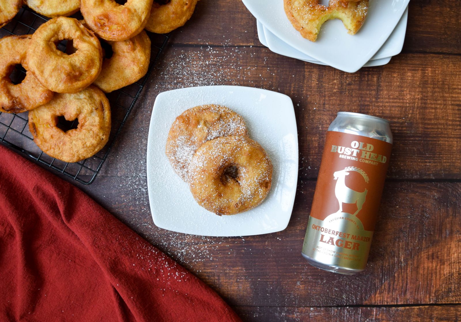 Apfelküchle (German Apple Fritters) made with Oktoberfest Märzen Lager